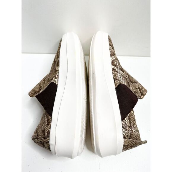 Gentle Souls Kenneth Cole Sneakers 6 Leather Snake Print Antique‎ Gold Slip On - Picture 5 of 9